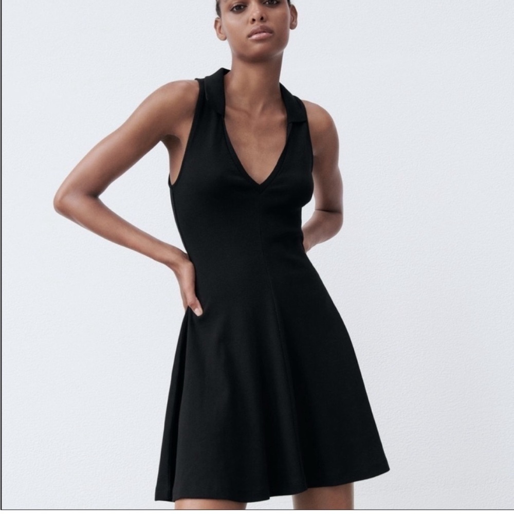 Zara Black Sleeveless V-Neck Mini Dress